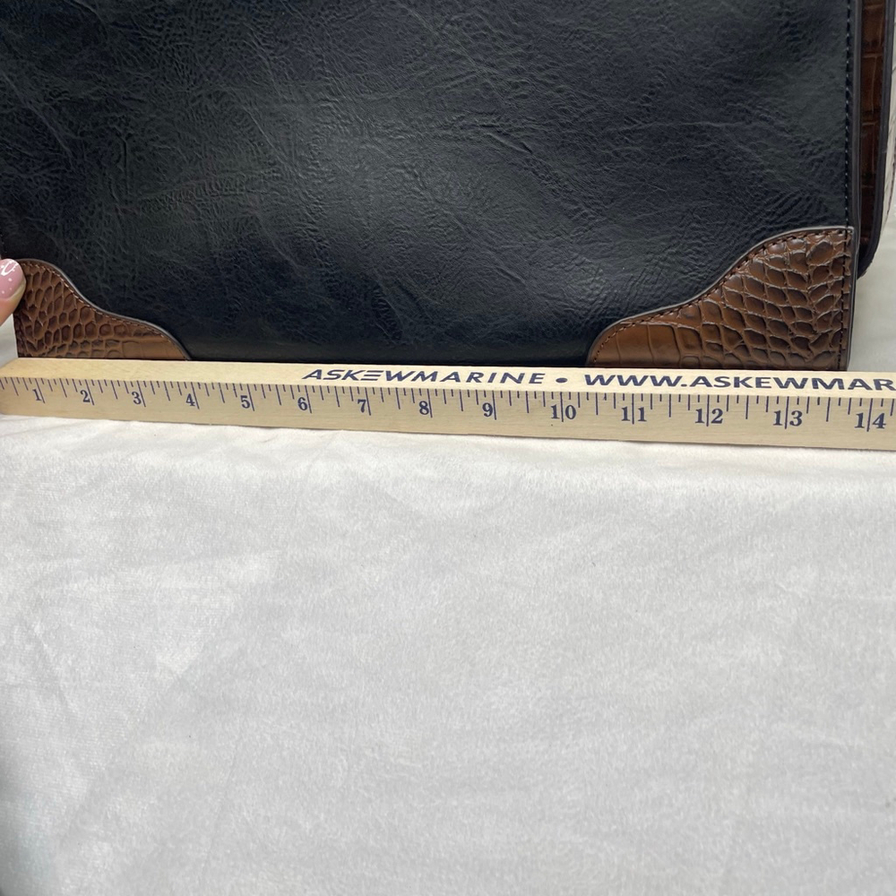 Women's Unbranded Unique Black Shoulder Bag with Brown Accents - Picture 11 of 13